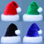 Plush Santa hats, velvet Christmas hats, thick plush Christmas hats with lining for New Year's Eve parties.